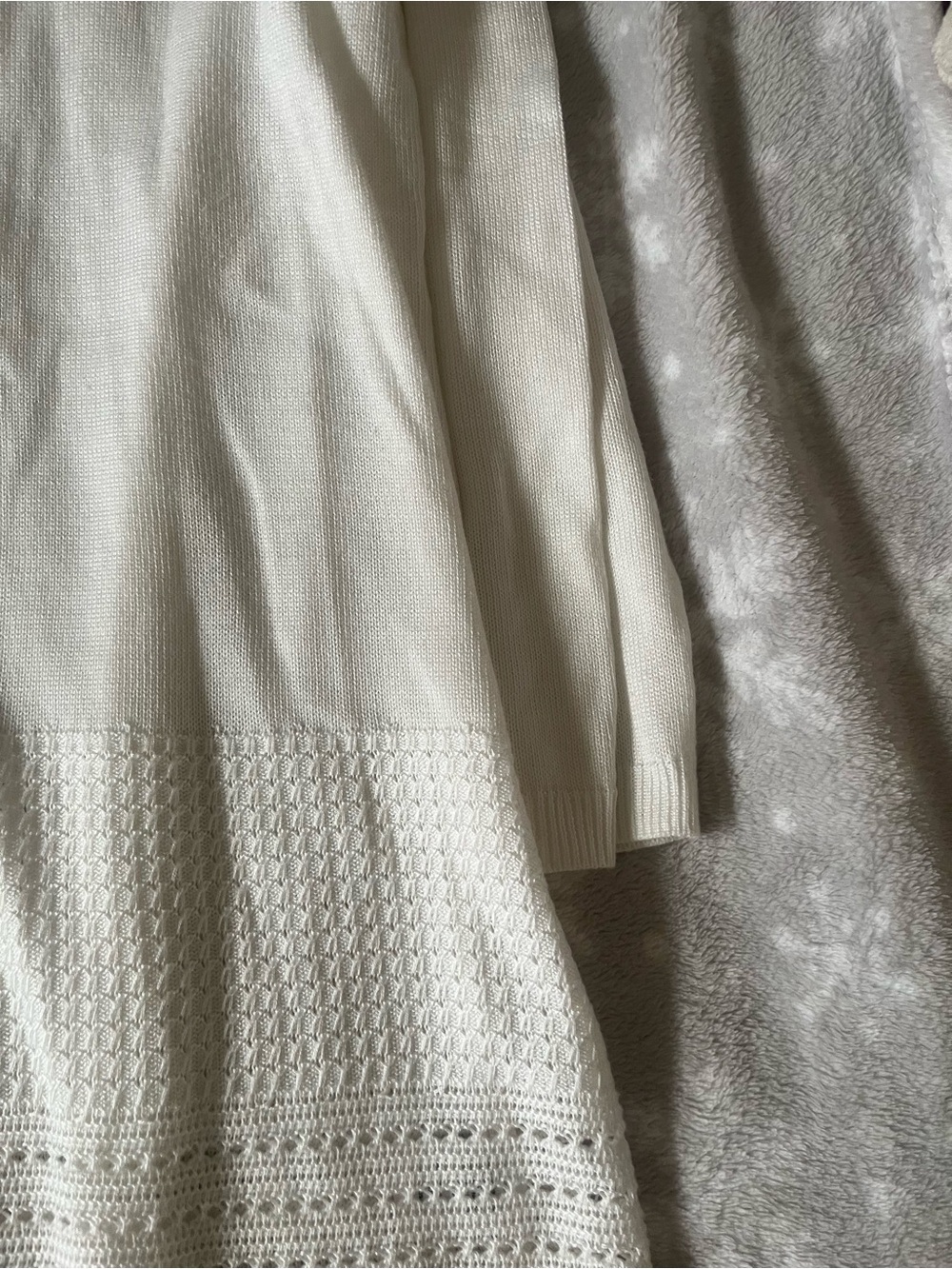 Talbots Cream Open-Front Fringe Hem Cardigan - Picture 5 of 8